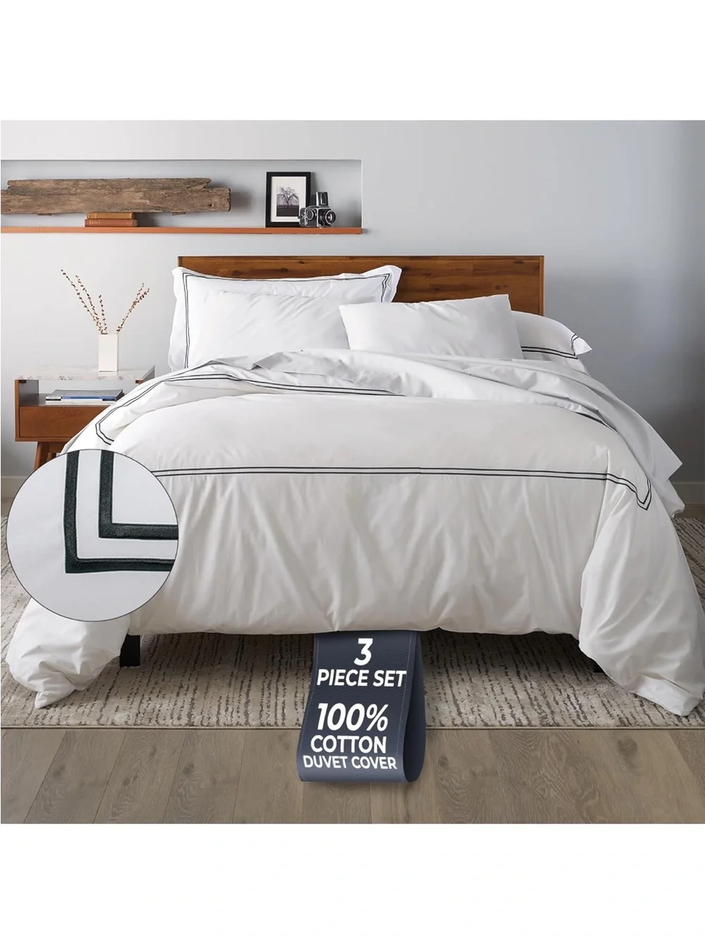 NEW Ella Jayne Duvet Cover Queen Size (3 Pieces), 100% Cotton Percale